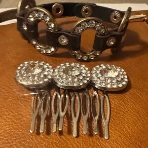 Elegant Silver RSVP vintage Hair Comb and PD Bracelet Set